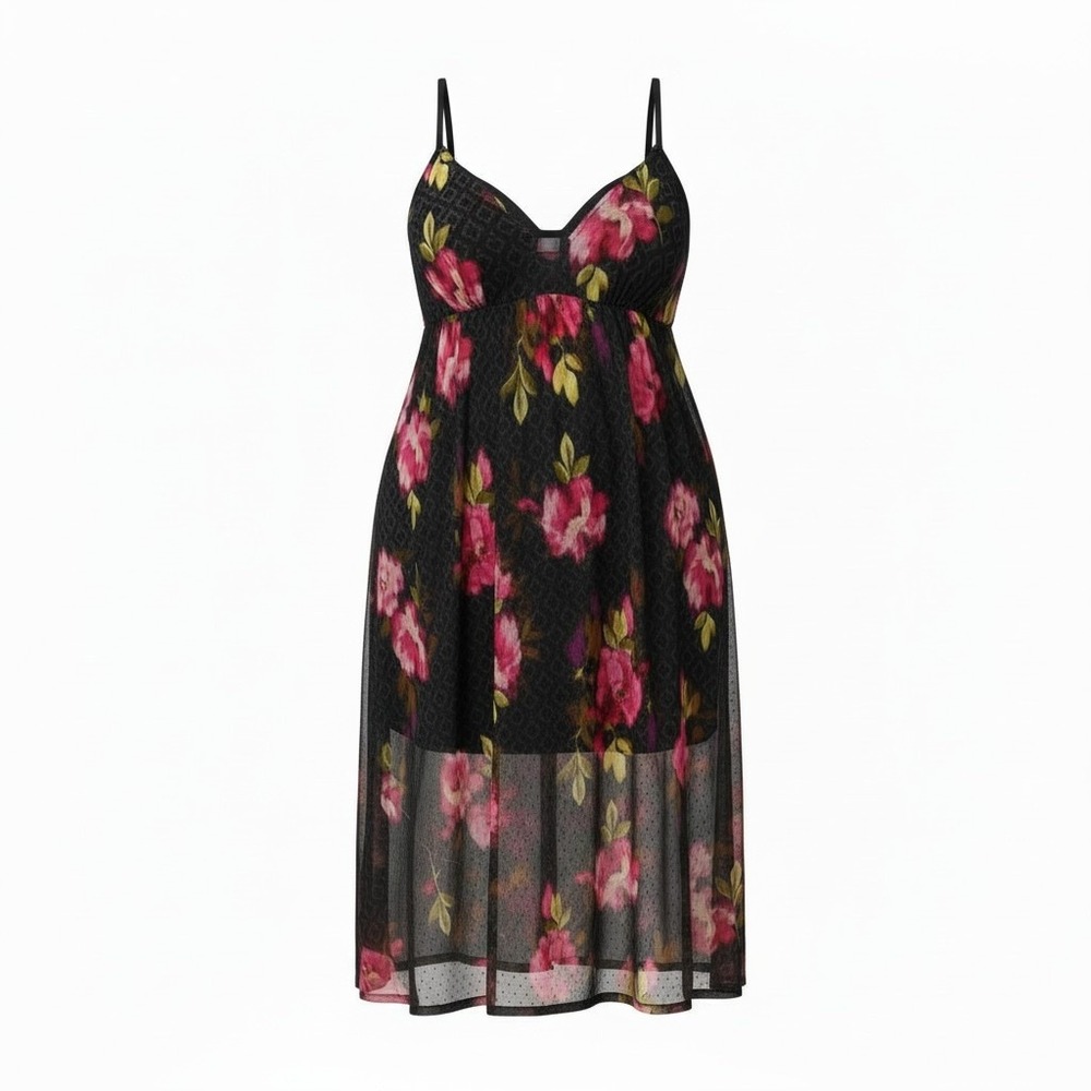 Torrid Mesh Babydoll Romantic Whimsigoth Women size Large Floral Cover Up Dress